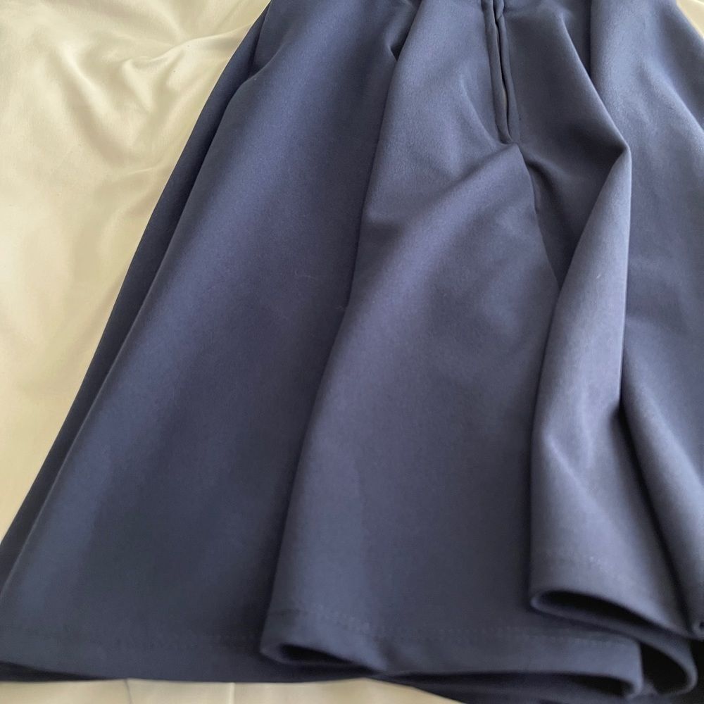 Navy Blue Fit & Flare Juniors Dress – Size 1, Lace Cutout Sides, Formal Look - Picture 7 of 12